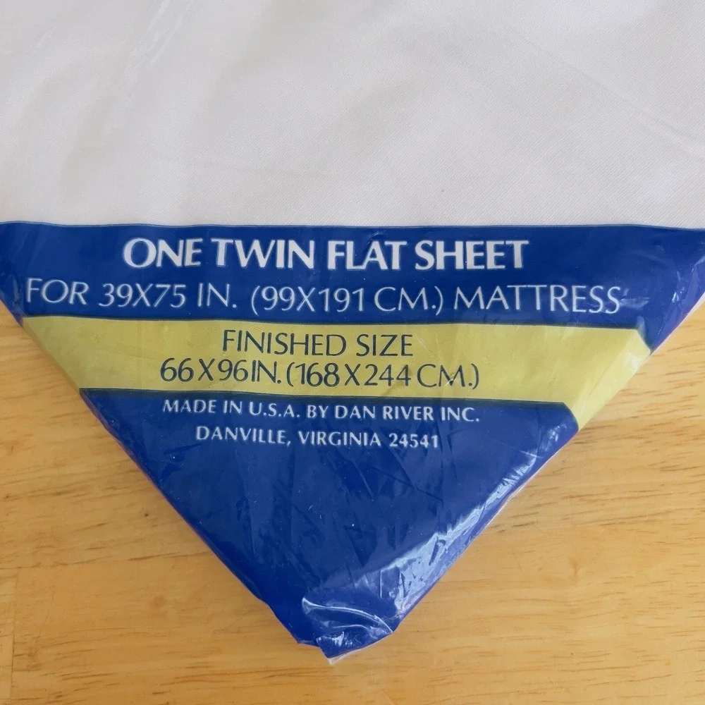 VTG 1970's Danville NOS No Iron Muslin White Twin Flat Sheet 66